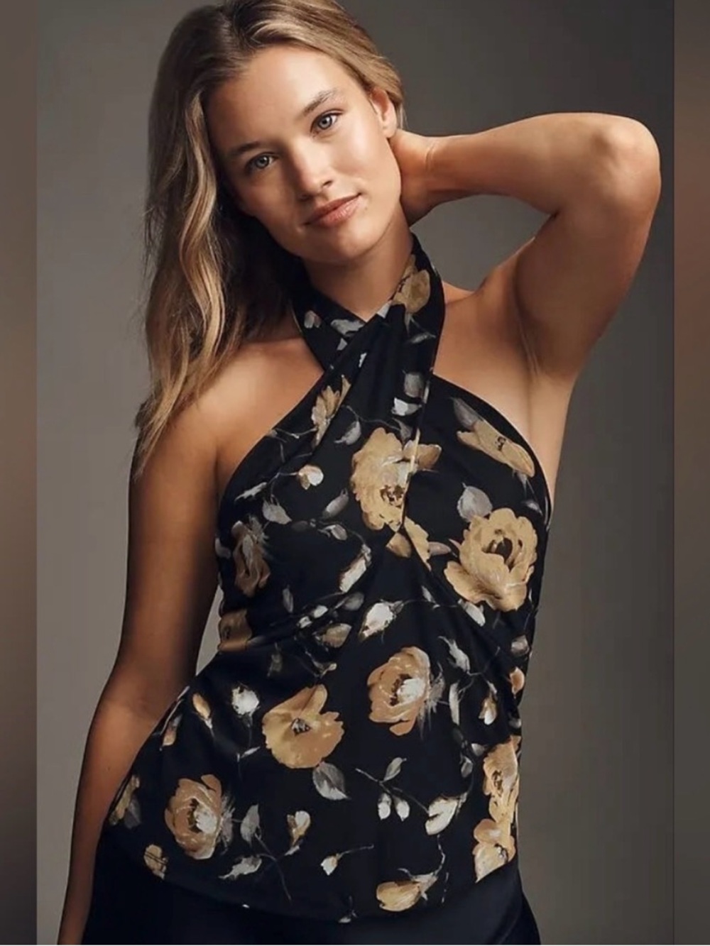 Anthropologie Floral Halter Neck Women's Top